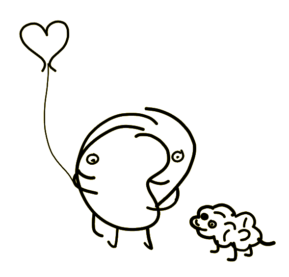 Sketch of a stick-figure hugging his best friend