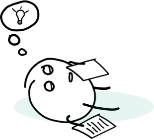 Sketch of a stick-figure sleeping and dreaming of all the accomplishments